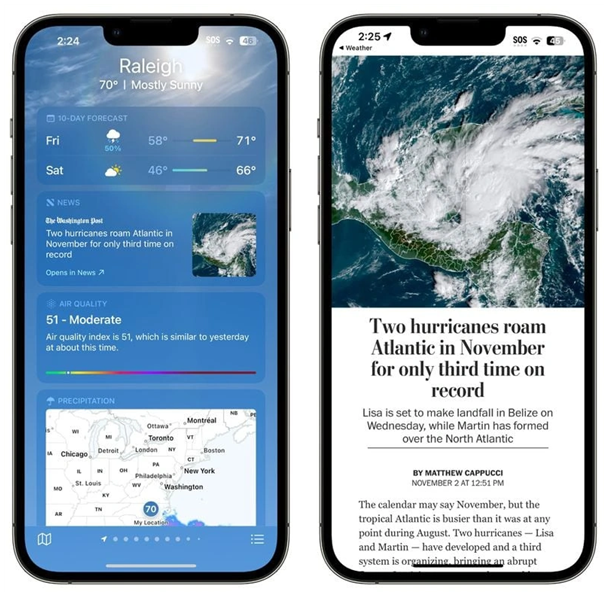 大渡口苹果14维修分享iPhone 14手机如何看天气时顺带看新闻 