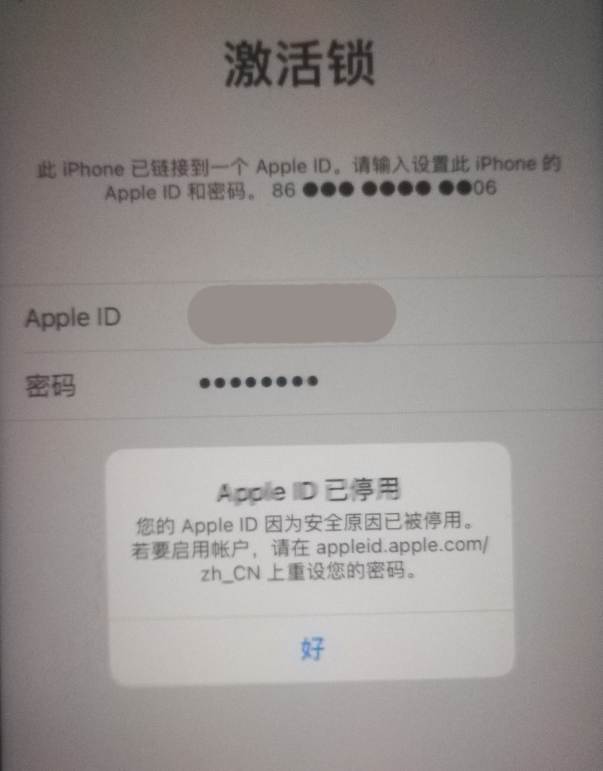 大渡口苹果手机维修分享iPhone 12 出现提示“Apple ID 已停用”怎么办 